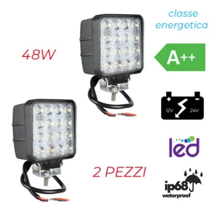 2 FARI PROIETTORE LED 48W OFF ROAD LUCE DI LAVORO SUPPLEMENTARE 12V - 24V IP68 - Foto 1 di 5
