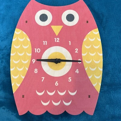 Owl Pink Clock - Modern Moose Wooden Old Stock Popclox. No Box - Image 1 of 4