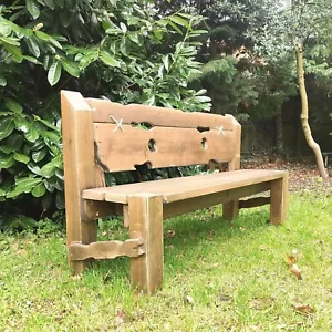 Rustic Garden Bench Handmade Wooden Garden Furniture Solid Wood Bench 200cm - Picture 1 of 8