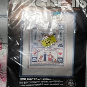 1986 Dimensions #3608 Counted Cross Stitch Home Sweet Home Sampler Kit Neu in Verpackung - Bild 1 von 4