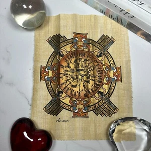 9,5" Vintage handbemalt ägyptisch Ra Sonne Kunst Mandala auf Papyrus signiert - Bild 1 von 6