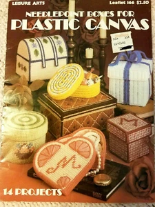 Leisure Arts 0166 NEEDLEPOINT BOXES 16pg booklet 1980 plastic canvas patterns - Picture 1 of 3
