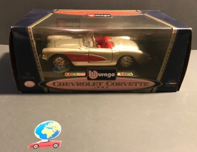 Bburago Chevrolet Corvette (1957), automodello scala 1:24 - 1:25, vintage (1085) - Immagine 1 di 4