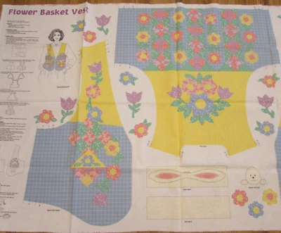 Vintage Cranston V.I.P. COLETE CESTA DE FLORES PAINEL Costura Primavera Páscoa - Imagem 1 de 4