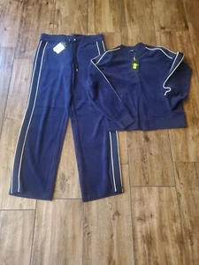Vintage Lauren Ralph Lauren Blue Velor Track Suit Size SMALL ( With Tags STILL ) - Picture 1 of 7