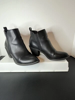 Forever 21 ботинки/ботинки черный тянуть на лодыжке ботинки блокированный каблук круглый носок Sz7.5 - Изображение 1 из 4