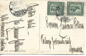 1916 ERITREA 5C X2 SU CARTOLINA ADI UGRI PAESE INDIGENO DI ADDIS ADDI - Foto 1 di 2