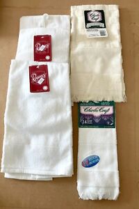 Lot 5 Charles Craft Embroidery Cross Stitch Towels Ecru & White Estate Sale