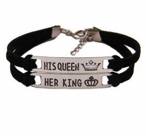 2x PARTNERARMBAND HER KING HIS QUEEN SCHMUCK LIEBE EDELSTAHL GRAVUR ARMBAND NEU - Bild 1 von 1