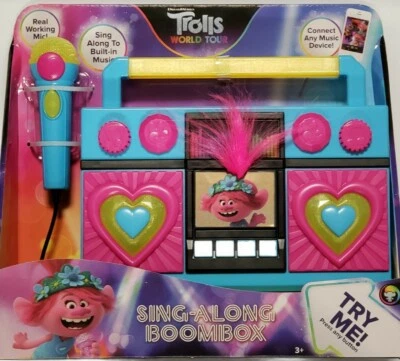 Trolls World Tour Sing-Along Boombox w/Microphone, Built-In Music & Connect NEW! - Image 1 of 4