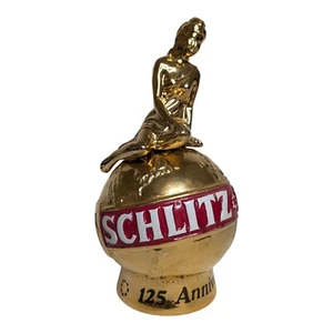 SCHLITZ 125° ANNIVERSARIO DECANTER 1849-1974 di CERAMARTE Golden Lady su globo - Foto 1 di 24
