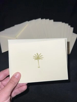 NUEVA Tarjeta de Felicitación Rara Crane & Co. Palmera en Blanco Interior Verde Bling Tropical Foto 1 de 4