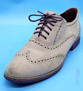 Cole Haan Women's Alisa Wingtip Oxford Gray/Purple Suede D38875 - Size 9.5B - Picture 1 of 12