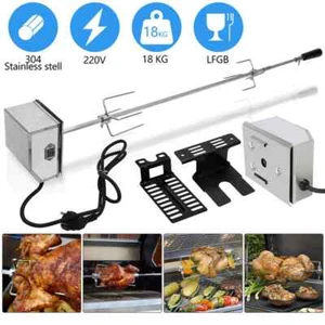 BBQ Grillspieß 117cm Edelstahl Fleischnadel Drehspieß Rotisserie mit Motor - Bild 1 von 12