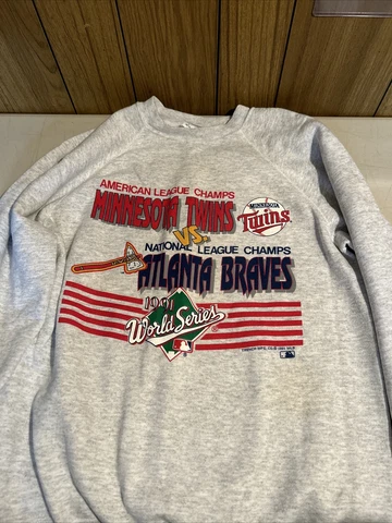 Minnesota Twins Braves 1991 World Series Sweatshirt Mens Adult Large Flaw Cover