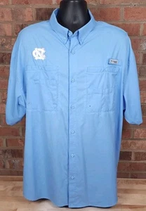 Columbia PFG UNC North Carolina Tar Heels S/S Vented Fishing Shirt Mens 2XL - Picture 1 of 9