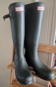 Hunter Womens Green Rubber Rain BOOTS Original Tall 10 Med Wft1000rma - Picture 1 of 5