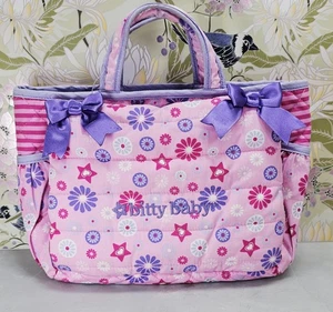American Girl Bitty Baby Mommy's Diaper Bag II - 2017 - Pink Purple Flowers Bows - Picture 1 of 6