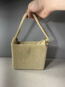 Vintage Corde Bead by Lumured White Beaded Clutch Evening Bag 1950/60s MCM Purse - Picture 1 of 9