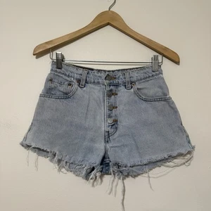 Vintage Levi’s Button Fly Cutoff Shorts Light Wash Size 25 - Picture 1 of 10
