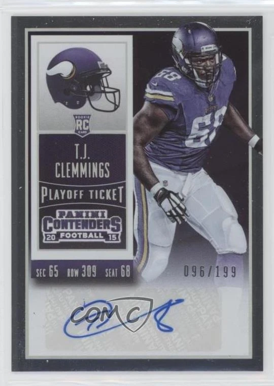 2015 Panini Contenders Playoff Ticket /199 TJ Clemmings #272 Rookie Auto RC - Image 1 of 2