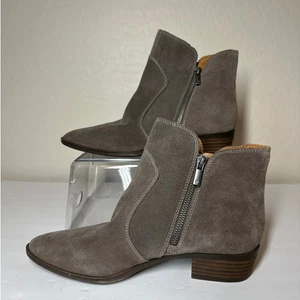 Lucky Brand Tayti Bootie Ankle Boots Western Leather Suede Brown Zipper Size 9.5 - Picture 1 of 11