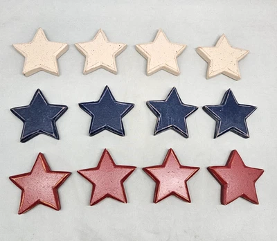 12 Patriotic Wood Star Red White Blue Primitive Rustic Cabin Country Decor Craft - Image 1 of 4