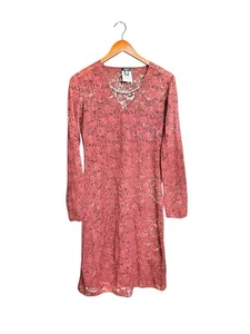 VERSUS GIANNI VERSACE Kleid weinrot Blumenmuster Spitze durchsichtig Größe 28/42 - Bild 1 von 8