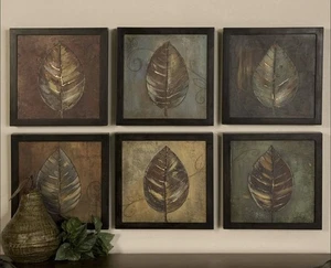 Uttermost mittelbraun Herbst neues Blatt Panel Kunst Set (6) von Uttermost Furniture - Bild 1 von 2