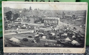 Vtg RPPC Real Photo Postcard Great Earthquake Fire San Francisco CA 1906 Refugee - Picture 1 of 8