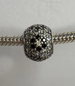 RETIRED Pandora Sterling Silver 925 ALE Shimmering Blossom Charm Bead Black - Picture 1 of 3