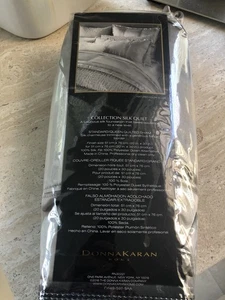 Donna Karan Collection Silk Quilted Standard Queen Sham Silver $188 - Picture 1 of 5