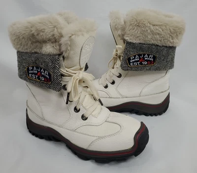 Pajar Womens Waterproof Winter Boots 7-7.5 EURO 38 White Leather Faux Fur Lined - Image 1 of 4