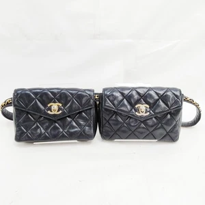 Chanel Bolsa Cintura 2 Set Piel de Cordero Negro 1564875 - Imagen 1 de 21