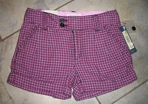 215  New Cherokee Pink Plaid Brushed Cotton Adjustable Waist Shorts L 10 12 - Picture 1 of 2