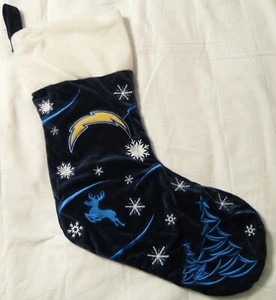 NFL Los Angeles Chargers Embroidered Logo Christmas Stocking Football - Picture 1 of 1