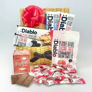 Cesta de comida de lujo sin azúcar té de chocolate cumpleaños día de la madre diabética - Imagen 1 de 4