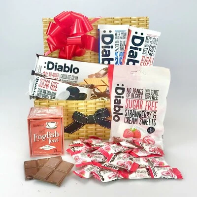 GIFTHAMPERZ Luxury Sugar Free Food Hamper Chocolate Tea Birthday DIABETIC Christmas gift