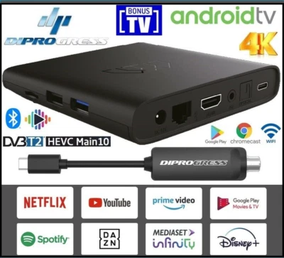 Decoder Digitale Terrestre HD DVB-T2 HEVC H265 10BIT Smart TV Box Android 10 4k - Immagine 1 di 4