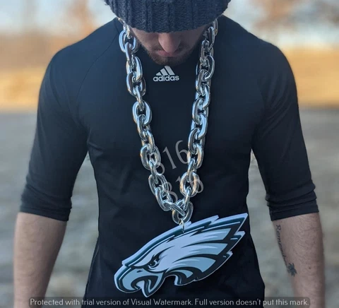 Philadelphia Eagles Fan Chain, Giant Silver Necklace Licensed NFL Cover