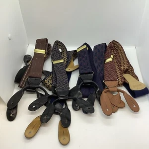Vintage Coach Mens Silk Blend Leather Suspenders Lot - Picture 1 of 6