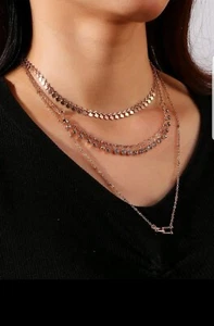 3er Set wunderschönes Halsband Halskette Gold Strass süß für Damen - Bild 1 von 4