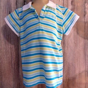 OshKosh White with Blue and Green Stripe Short Sleeve Polo - Picture 1 of 7