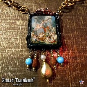 necklace angel talisman baroque pendant amulet charm woman jewelry locket lariat - Picture 1 of 24