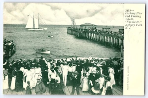 Asbury Park New Jersey Fishing Pier Yacht Landing old postcard - Picture 1 of 2