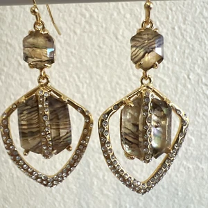 Alexis Bittar Gold Shell and Pave Earrings, Stunning - Picture 1 of 6