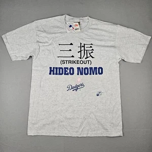 NWT Vtg Hideo Nomo Los Angeles Dodgers Shirt Nutmeg XL 1995 Single Stitch Gray - Picture 1 of 19