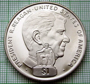 LIBERIA 1998 1 DOLLAR, President Ronald Reagan, BU yes we do combine postage - Picture 1 of 6