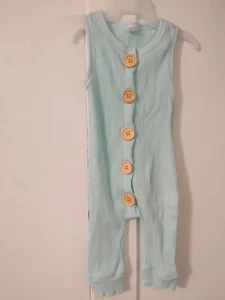 Large Button Aqua One-Piece Tank Suit, 6-12M Boys - Picture 1 of 3