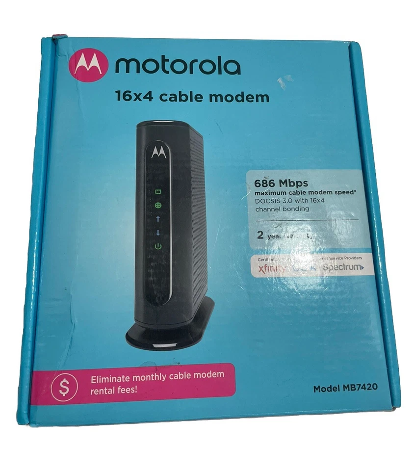 Motorola 16X4 Cable Modem Model MB7420, 686 Mbps New Open Box - Image 1 of 4